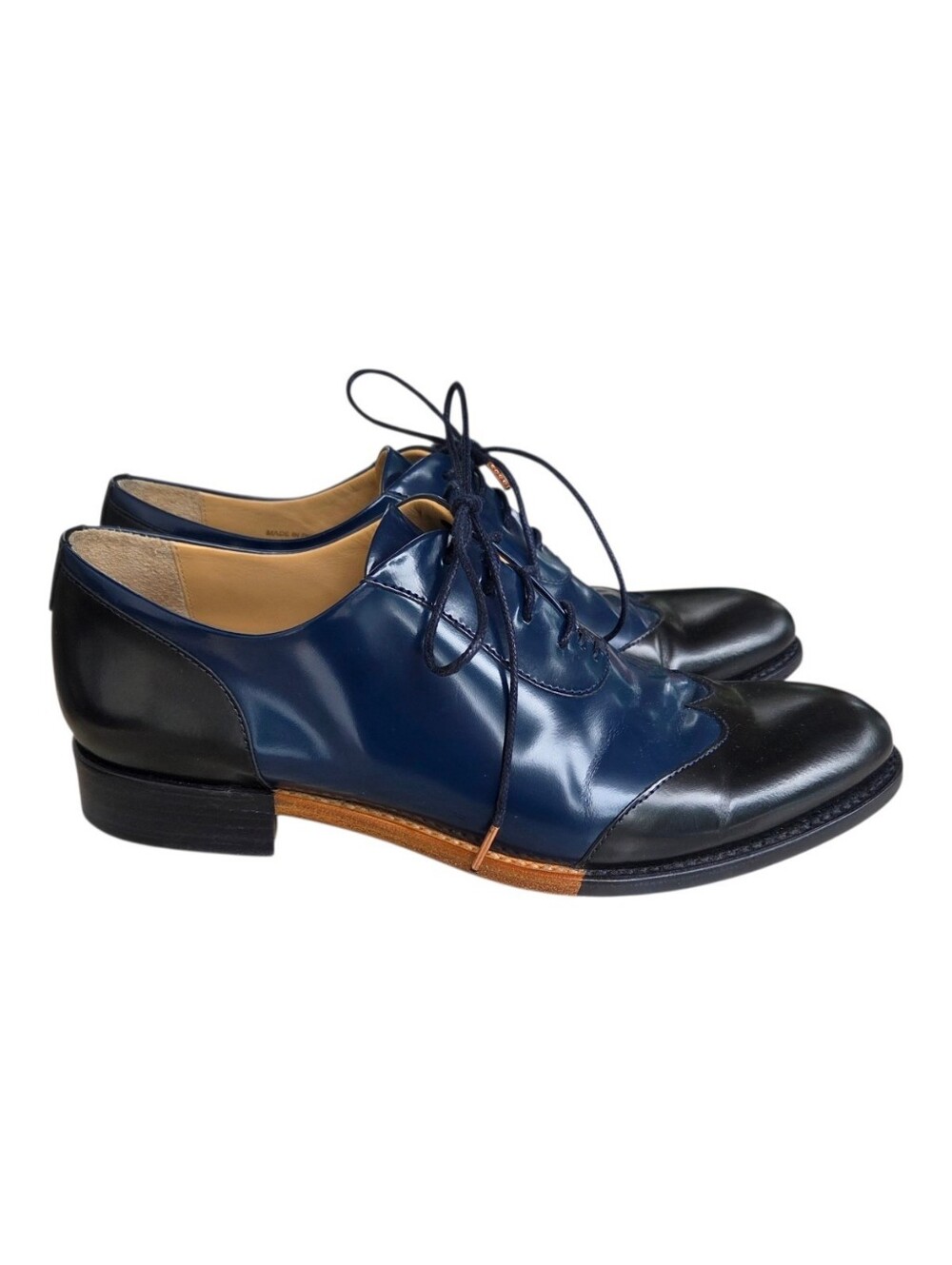 Office of Angela Scott Mr. Evans Black Blue Wingtip Oxford Shoes EU 39 (8.5-9)